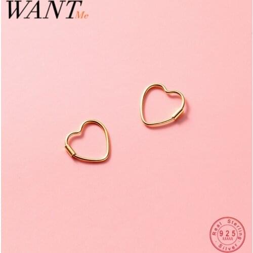 WANTME 925 Sterling Silver Minimalist Romantic Love Heart Ear Buckle Earrings for Women Teen Student Wedding Jewelry Accessories