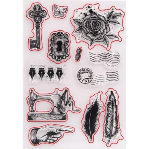 1pc Key Lock Transparent Clear Silicone Stamp Seal DIY Scrapbooking Rubber Stamping Coloring Embossing Diary Decoration Reusable