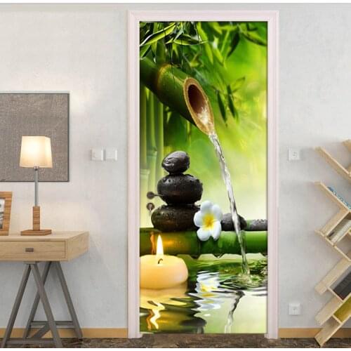 3D Zen Bamboo Stones Wall Art Door Mural Wallpaper Wall sticker Decal Wall Decal Photo self adhesive home decor accessories