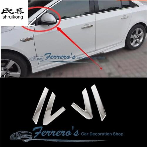 Free shipping 4pcs/lot for Chevrolet Cruze 2009 2010 2011 2012 2013 2014 sedan front rearview mirror Triangle trim decoration