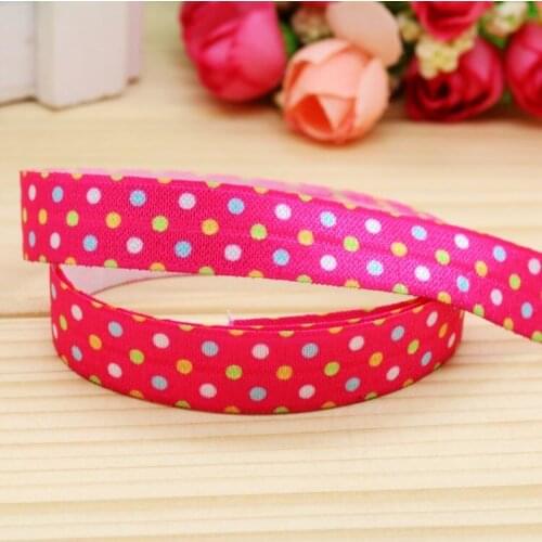 5/8'' Free shipping Fold Elastic FOE dots printed headband headwear hairband diy decoration wholesale OEM P5135