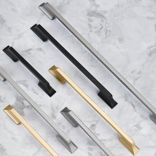 96/128/192/320mm Cabinet Handles Solid Drawer Knobs Kitchen Cupboard Door Pulls Furniture Handle Lengthen Cabinet black Gold