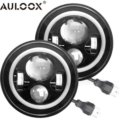 AULOOX 7" 60W H4 LED Headlight Hi/Lo Beam Car Led Driving Light DRL White Amber 12V 24V For ATV SUV Lada Niva Motocycle Offroad