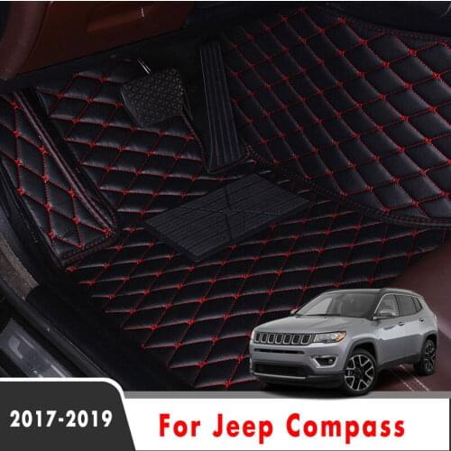Car Floor Mats Styling Parts Protect For Jeep Compass 2019 2018 2017 Auto Interior Leather Carpets Custom Waterproof Decoration
