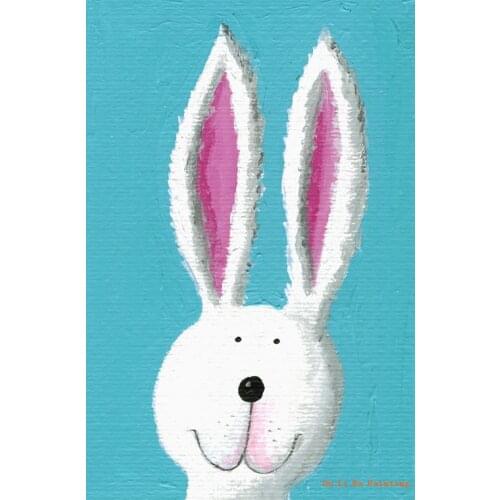 Free shipping cartoon big ears white rabbit oil painting canvas painting prints on canvas kids room wall art decoration picture