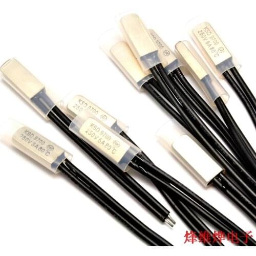 Free postage temperature control switch KSD9700 80 degree normally closed thermal protector / controller 5A/250V (10)