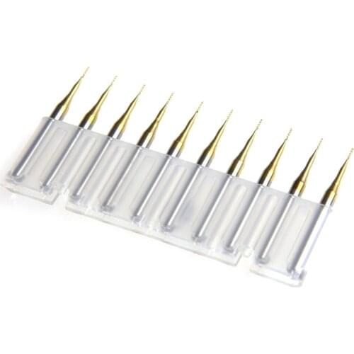 10Pcs/Set Titanium Coat Carbide 3.175x0.5mm End Mill Engraving Bits CNC Cutters W329