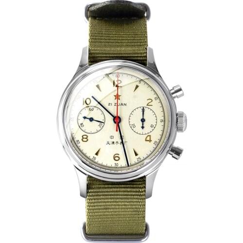 Real 40mm 38mm Men Chronograph Watches Sapphire Mechanical Hand Wind ST1901 Movement Military Pilot Mens Chronograph 1963 Watch
