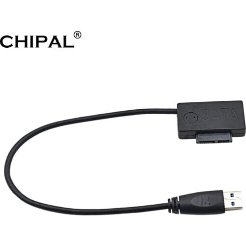 CHIPAL 5Gbps USB 3.0 to 6+7 13Pin Slim SATA Slimline Cable with LED Indicator for Laptop ODD Optical Bay for HDD Caddy Adapter