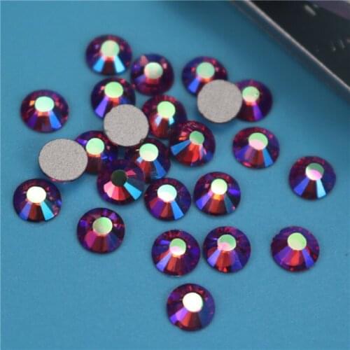 Rose red ab Flatback Non Hot-fix Rhinestone Garment Glass Stones,DIY 3D Decorations Supplies