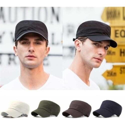 Men Adjustable Plain Caps Vintage Army Style Hat Breathable Sunproof Casual Solid Color Cap High Quality