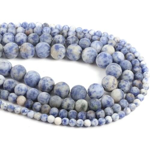 Natural Stone Beading Blue and white stone Round Loose BeadsIsolation beads For jewelry making DIY bracelet necklace accessories