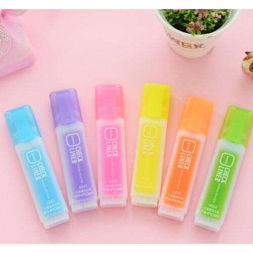 6 pcs Jumbo Check liner Highlighter marker pen Lightfast Fluorescent color ink Stationery School supplies Canets escolar FB646
