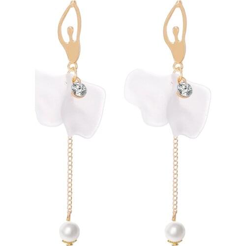Fashionable Super Fairy Ballerina Earrings Long Tassel Acrylic Petal Earrings FriendS Gift