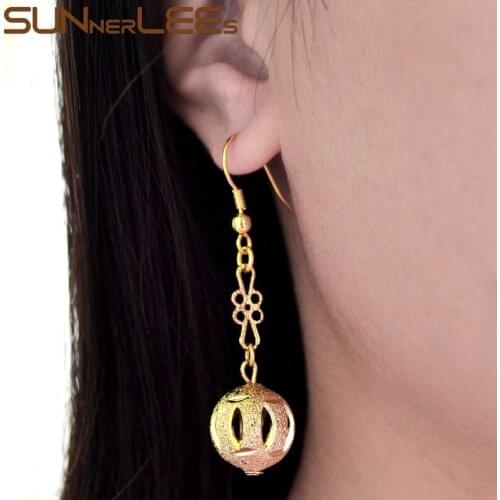 SUNNERLEES Fashion Jewelry Womens Girls Gold-Color Drop Earrings Lucky Beads Dangles E15 Y