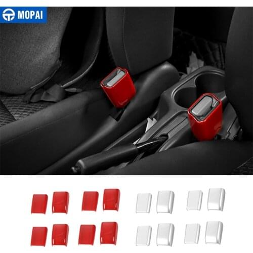 MOPAI Interior Mouldings ABS Car Safety Belt Socket Decoration Cover Sticker for Suzuki jimny 2010-2015 Accessories