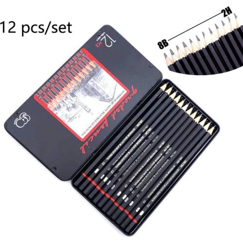 12 PCS/SET 2H-8B Wooden Lead Pencils Set for professional drawing Journal writing Pencils for school Smooth writing Art supplies