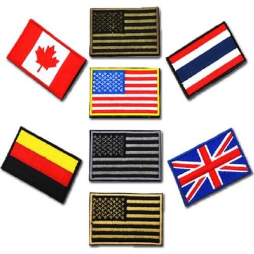 Embroidery Patches Loops And Hook Flag Of Australia U.S.A England/German/India/Malaysia Flag Patches Cloth Patch