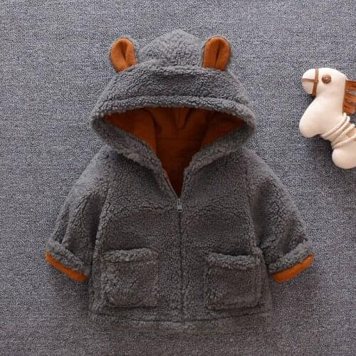 2020 New 80-110cm Winter Jacket For Girls Cute Bear Velvet Baby Girls Clothing Coats For Newborns Cotton Fleece Overalls