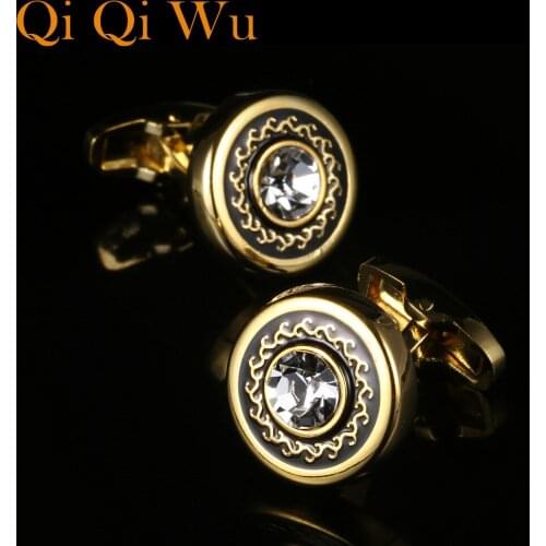 New Arrive Luxury French Mens Shirt Cufflinks Metal Men Cuff Links For Wedding Party Crystal Cufflink High Quality RL-8040