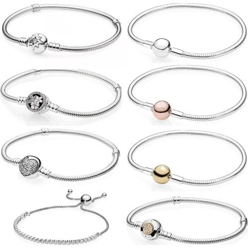 NEW 925 Sterling Silver classic bracelet gold Clear CZ Charm Bead fit DIY The crystal Bracelets Jewelry factory wholesale