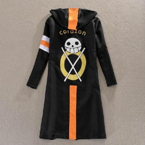 New Cartoon One Piece Cosplay Costume - Trafalgar Law 3 years later Overcoat Print Cloak with Hat for Halloween Party S - XXL