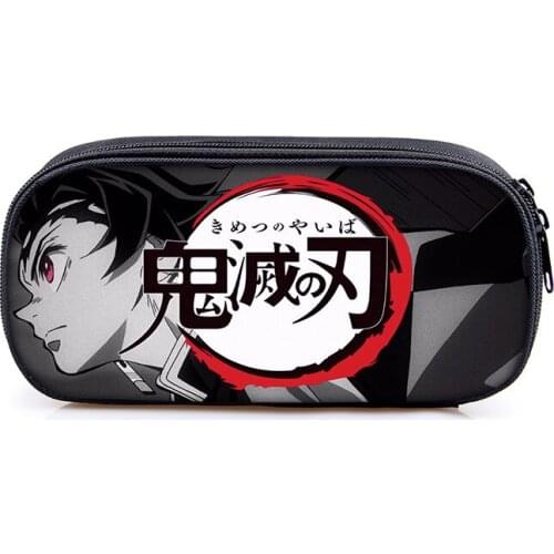 Cartoon Anime Demon Slayer Blade Single-layer Student Pencil Case Large-capacity Stationery Box Storage Bag Back To School