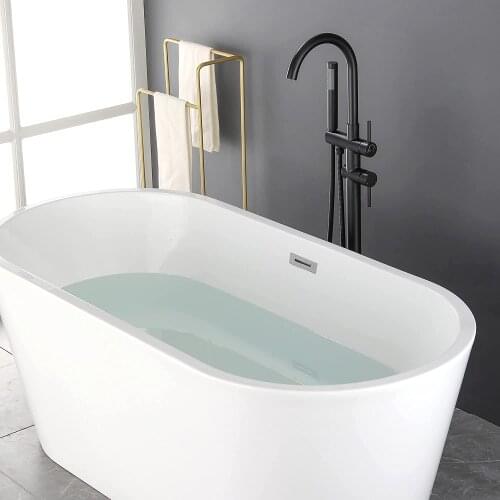 SHAMANDA Freestanding Bathtub Faucet Bath Tub Filler Faucet With Hand Shower Matte Black,Brushed Gold Floor Mount