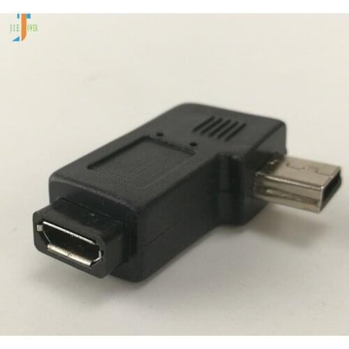 L Shaped Mini USB Female To Micro USB Male 90 Degree Right Left Angle Adapter Connector Black 1000pcs/lot