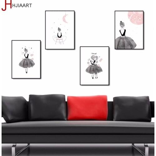 Watercolor Girls Canvas Art Printed Wall Pictures Home Decoration Nordic Painting Unframed Living Room Background Decor