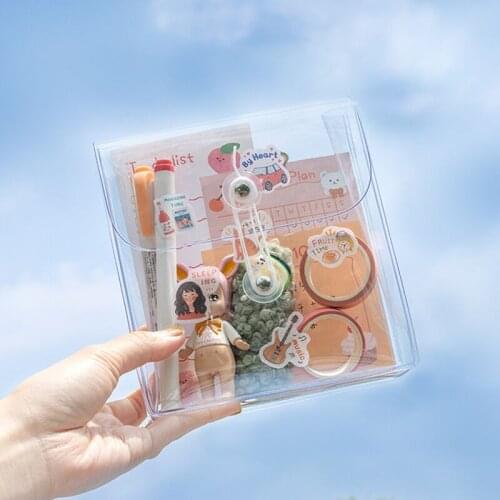 Ins Style Simple Transparent Winding Storage Bag Portable Waterproof Large Capacity PVC DIY Photo Holder Korean Stationery