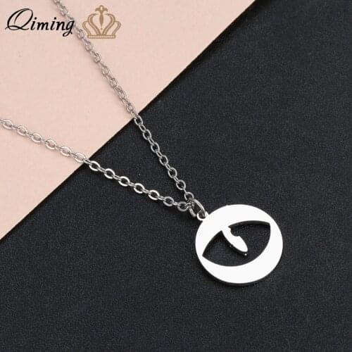 QIMING Trendy Evil Eye Pendant Necklace Boho Vintage Jewelry Accessories Geometric Boho Eyes Necklace Dropship Collier