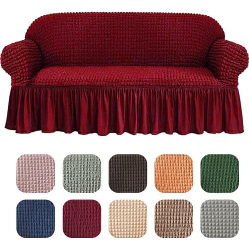Luxury Solid Color Elastic Sofa Cover for Living Room Plaid Stretch Sectional Slipcovers Sofa Couch Cover 1-4-Seater