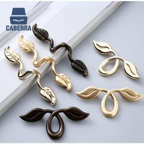 Leaf Shape Zinc Alloy Knobs Wardrobe Pulls Handles For Cabinets And Drawers Furniture Handles Kitchen Accessory Decoration