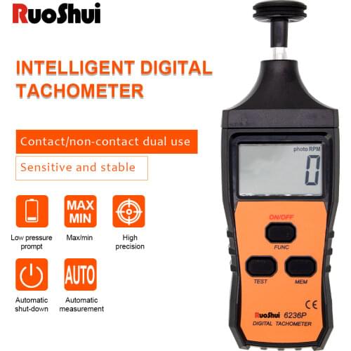 RuoShui 6236P Digital Tachometer Non-Contact Laser Tachometer Auto Range 10-99999 RPM Km/h Odometer Machine Rotate Speed Tester