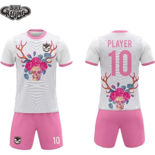 Flower antlers geometry design custom your name number color sublimation all printing club training soccer jersey kits