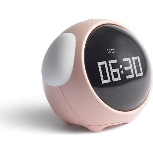 Cute Expression Pixel Kids Alarm Clock Multi Function Electronic Digital Led Night Wake Up Light Table Clock