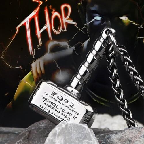 Nordic mythology Viking rune hammer totem stainless steel necklace the pendant for Men mygrillz