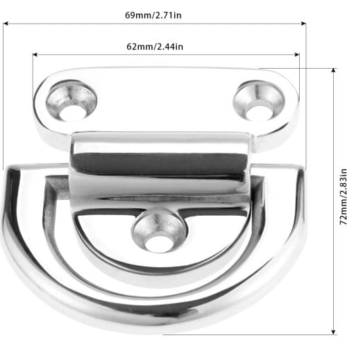 Marine Boat Yacht Stainless Steel D Ring Deck Folding Pad Eye Lashing Tie Down Cleat Plate For Boats Hardware Fit Max 25mm Rope