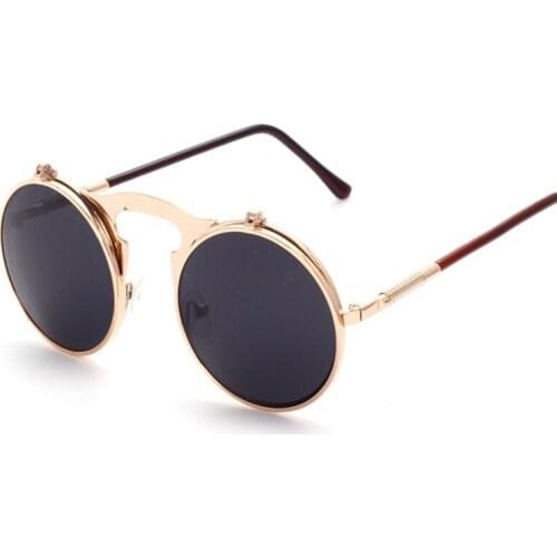 Retro Punk Metal Sunglasses Men & Women Round Sunglass Steampunk Coating Glasses Vintage Gogg