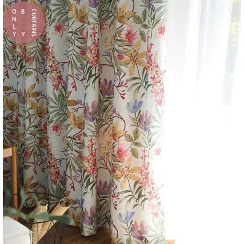 Modern Simple European Style Pastoral Flower Curtains Blackout Curtains for Living Room and Bedroom Printing Blackout Curtains