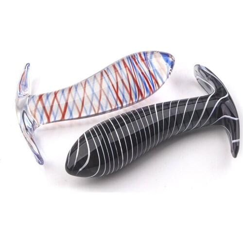 Spiral Rainbow Pyrex Glass Dildo Crystal Anal Plug Insert Butt Stopper Prostate Massager Masturbate Sex Toys For Adult Women Men