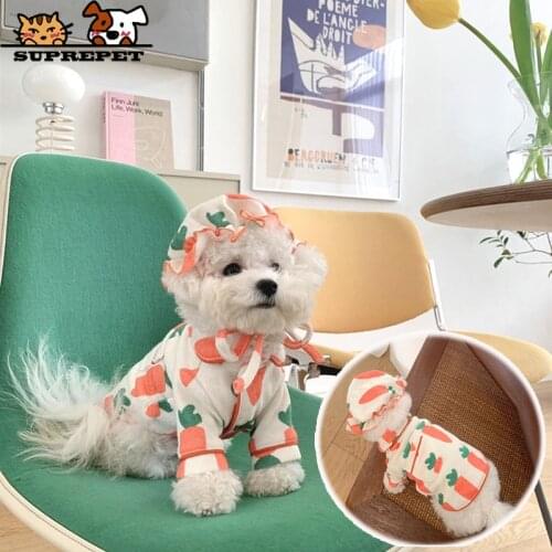 SUPREPET Designer Dog Clothes for Small Dog Cute Pet Hat Carrot Puppy Costumes Korean Funny Pet Clothing Spring Dog Pajamas Set