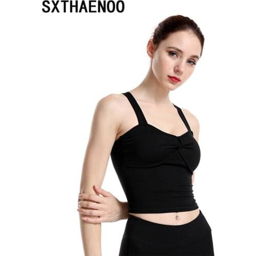 SXTHAENOO Sexy Seamless Crop Top Sports Breathable Tank Women Gym Sports Running Jogger Sexy Padded Tops Camisole