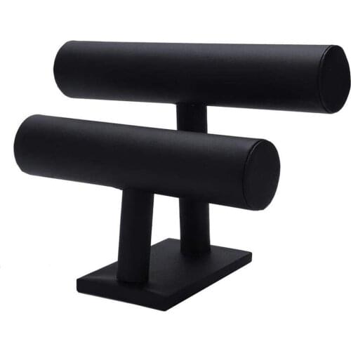 SZanbana Black Jewelry Display Stand T-Shape Bracelet Holder Watch Necklace Safekeep Shelf Showcase Organizer Chain Storage Rack