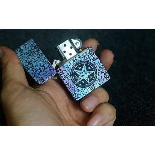 Titanium TC4 Satan King of Hell Oil Lighter Case Shell Sleeve 65g Made of 1.2mm Thick Material Strong Hinge Gradient Color