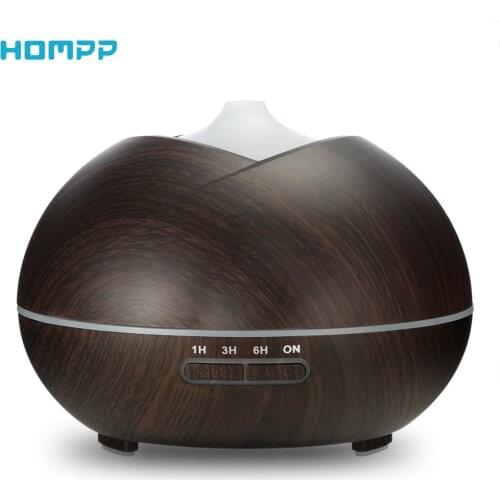 400ml Aroma Essential Oil Diffuser Wood Grain Ultrasonic Cool Mist Humidifier with 7Colors LED Light Portable Babies Kids House