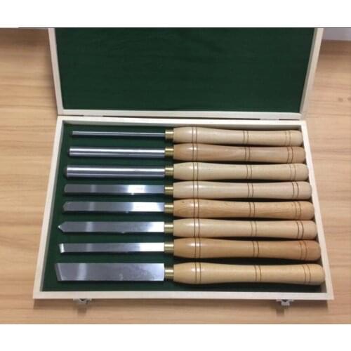 High-speed steel turning tool high-grade 8PCS beech wood handle woodworking tool round knife engraving chisel