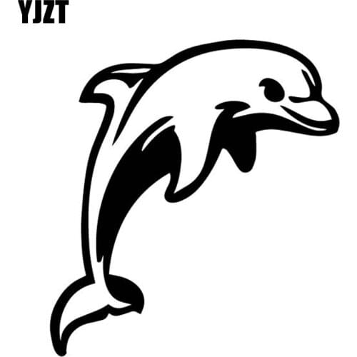 YJZT 14.1CM*15.5CM Dolphin Cartoon Vinyl Decal Body Of Car Decor Accessories Car Stickers Black/Silver C4-2183