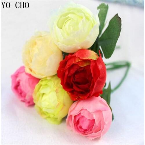 YO CHO New Hot Vivid Spring Artificial Fake silk Peony Flower Home Hotel Room Wedding Decor Silk Roses
